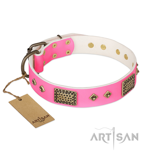 Easy wearing genuine leather dog collar for basic training your canine