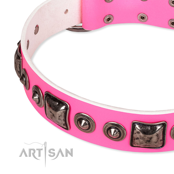 Strong full grain leather dog collar handmade for your beautiful canine