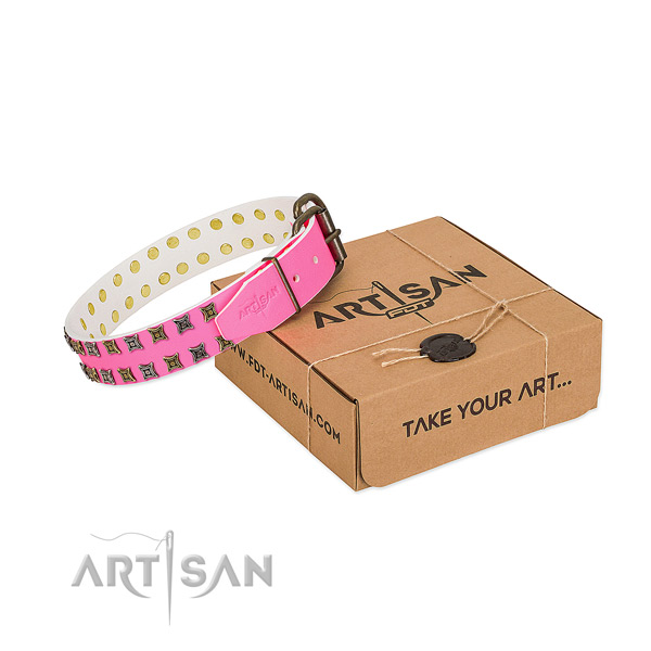Full grain genuine leather collar with awesome studs for your canine