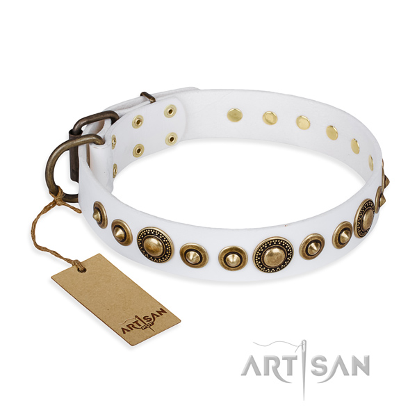 Soft to touch full grain genuine leather collar handmade for your canine