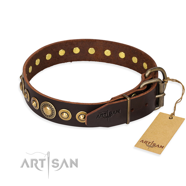 Soft to touch full grain natural leather dog collar created for everyday use