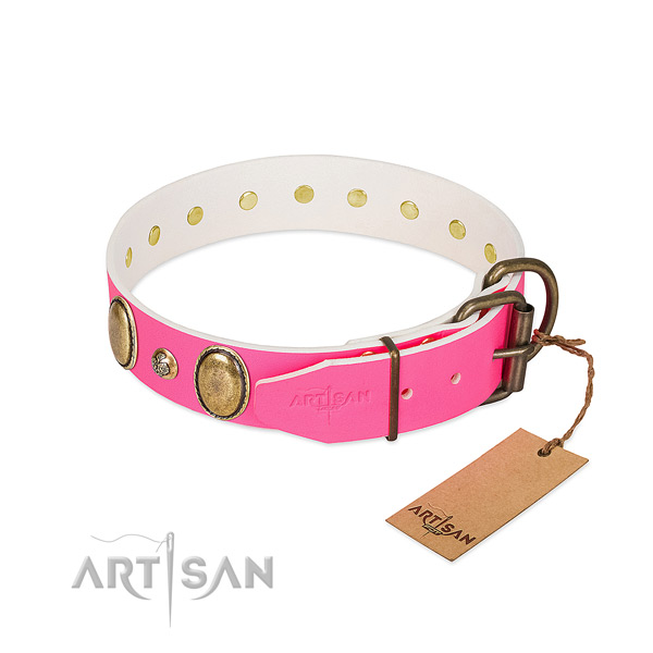 Easy wearing best quality genuine leather dog collar