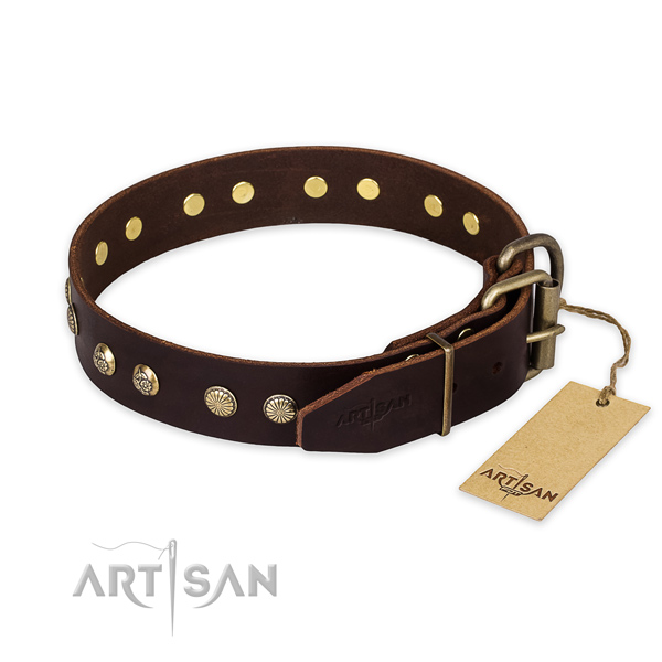 Rust-proof buckle on full grain leather collar for your beautiful canine