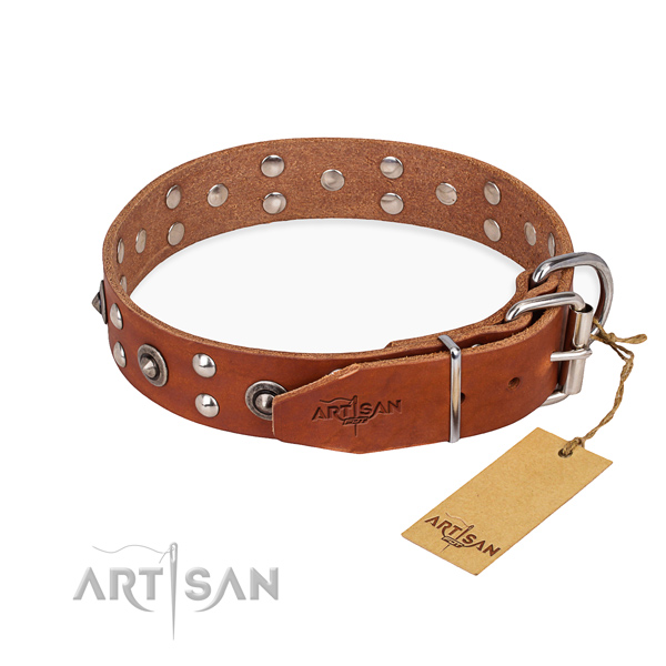 Rust resistant hardware on genuine leather collar for your stylish dog