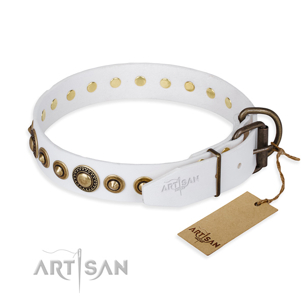 High quality full grain leather dog collar handcrafted for handy use