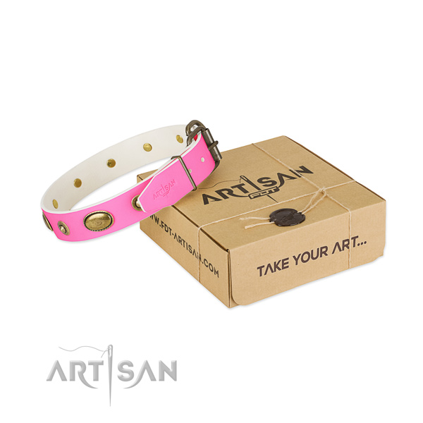 Comfortable genuine leather collar for your lovely dog