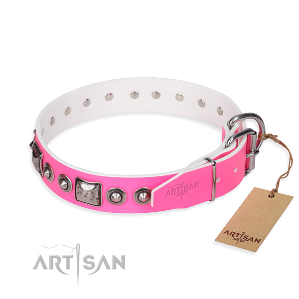 Top rate genuine leather dog collar handcrafted for daily use
