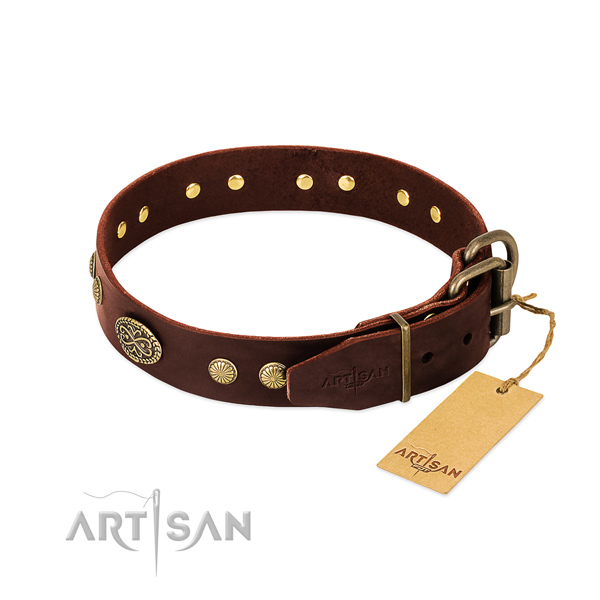 Durable embellishments on Genuine leather dog collar for your doggie