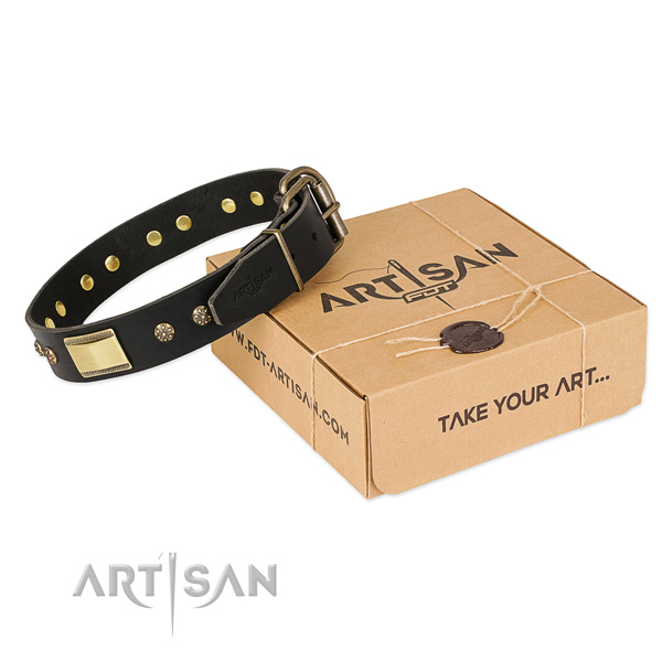 Amazing full grain genuine leather collar for your stylish canine