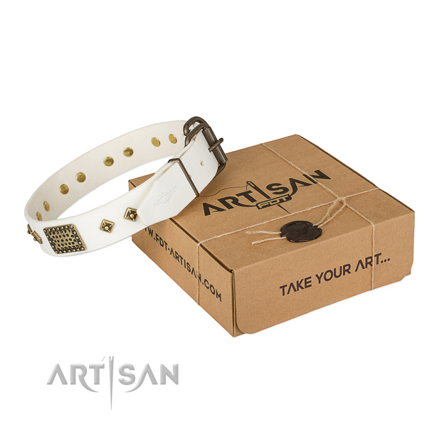 Stunning full grain genuine leather collar for your stylish four-legged friend
