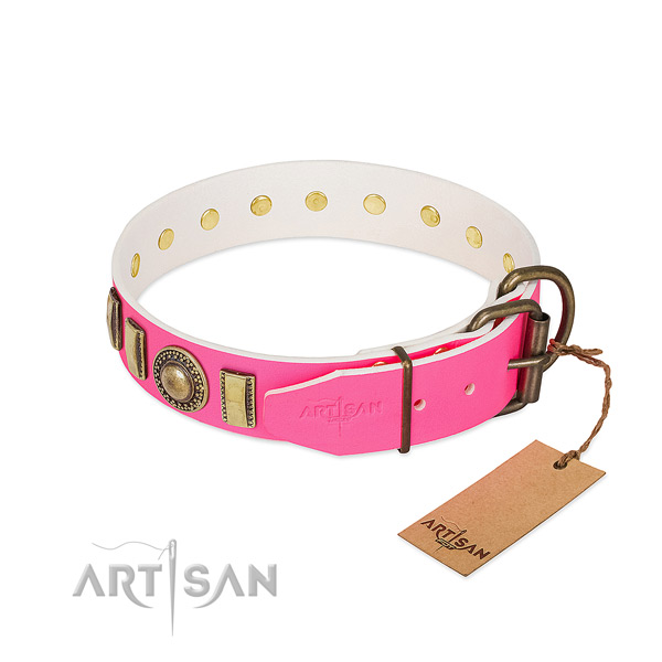 High quality natural leather dog collar made for your pet