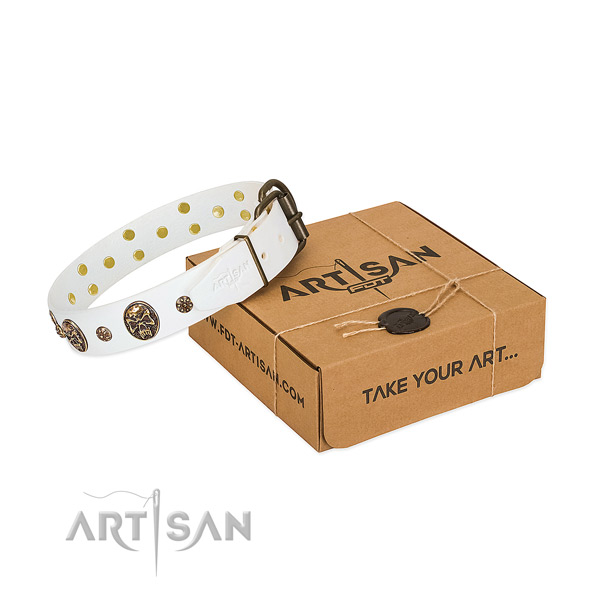 Inimitable full grain natural leather collar for your stylish four-legged friend
