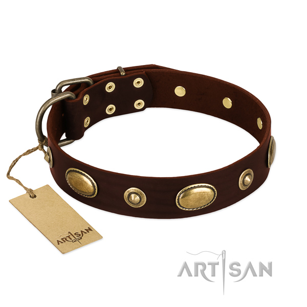 Handmade genuine leather collar for your canine