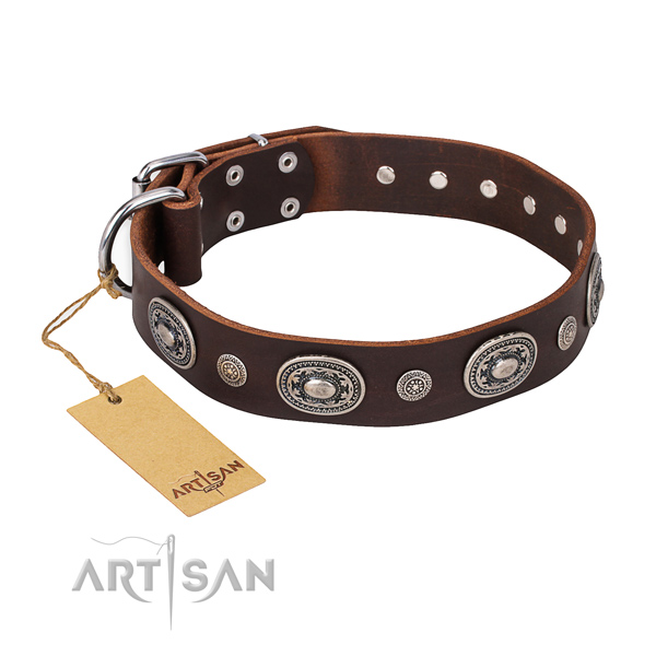 Quality full grain genuine leather collar crafted for your four-legged friend