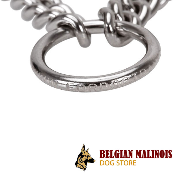 Dependable pinch collar with rust resistant stainless steel links