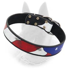 Belgian Malinois Leather Buckle Collar Hand Pinted  American Flag