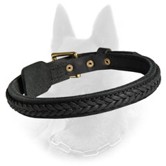 Belgian Malinois Braided Leather Dog Collar Hand  Stitched and Riveted