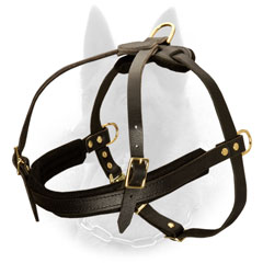 Leather Belgian Malinois Harness with Soft Felt Padded Front Strap