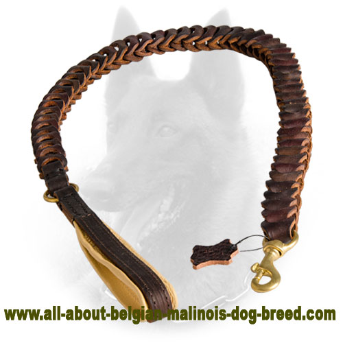 New Belgian Malinois Leather Leash with Anti-Pulling Design