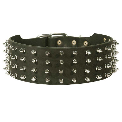Leather Belgian Malinois Collar with Spike Decoration