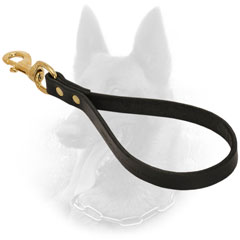 Stitched Leather Belgian Malinois Short Leash in Black Color
