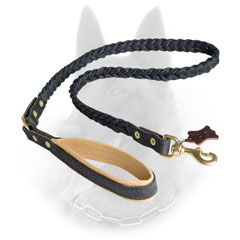 Handcrafted Leather Belgian Malinois Leash with Braided Design
