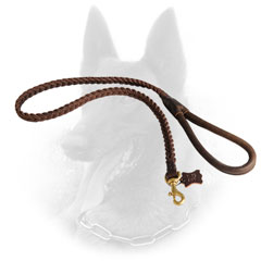 High-End Leather Belgian Malinois Leash with Rounded Handle