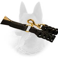 Leather Belgian Malinois Leash with Brass Snap Hook