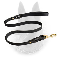 Unique Leather Belgian Malinois Leash with Awesome Decoration