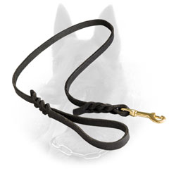 Super Soft Leather Belgian Malinois Leash with Braided Decoration