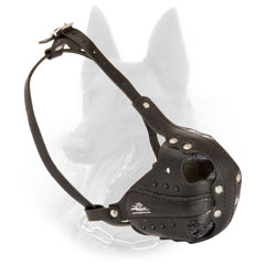 Belgian Malinois Breed Agitation Leather Muzzle with Side Leather Renforcement