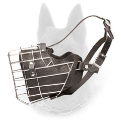 Leather Padded Metal Cage Belgian Malinois Dog Muzzle