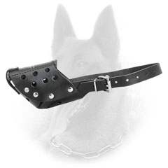 Adjustable Leather Belgian Malinois Muzzle for Dog Walking