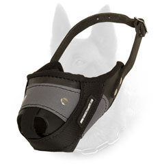 Belgian Malinois muzzle leather nylon for safe walks