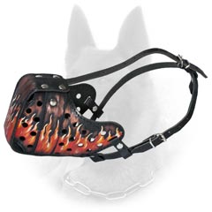 Heavy Fire Burning Picture Leather Colored Belgian Malinois Muzzle